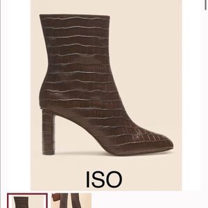 Reformation Virginia Boots in Burgundy Crocodile